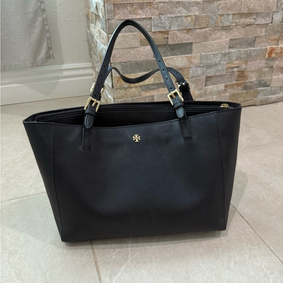 Tory Burch Handbags - Tory Burch Black Structured Leather Tote